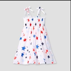 NWT🆕, cat& Jack, infant/Toddler Girls Smocked Tank Top Dress White w/ stars
